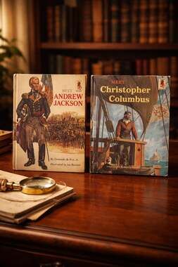 Vintage Step-Up Books Set: Meet Andrew Jackson and Meet Christopher Columbus